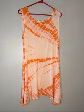 Heart Hips Handmade Orange Tie-Dye Sleeveless Cover Up Dress